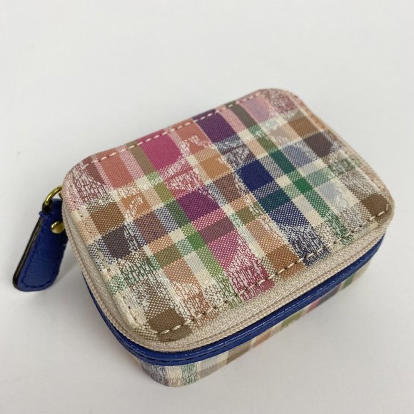Coach Accessories - Coach Signature Colored Monogram Pillbox Travel Crafting Zip Around Box
